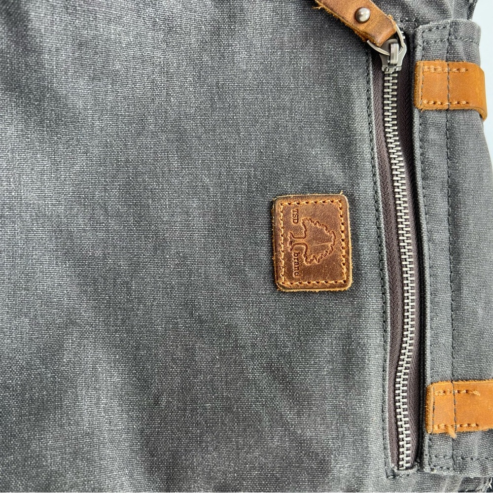TSD Brand Canvas & Leather Backpack Messenger Bag w/Metal Clasp Pockets‎ - Picture 2 of 6